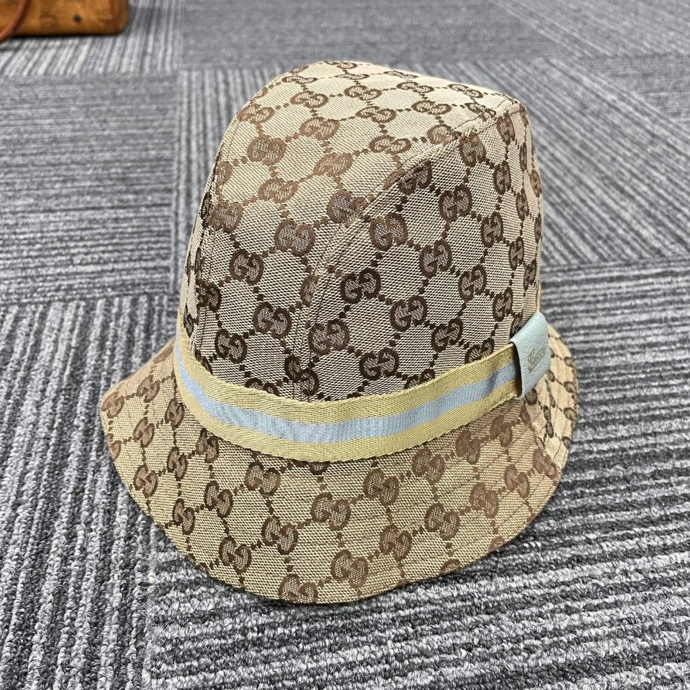 SOLD Gucci Beige Guccissima Stripe Bucket Hat - Picture 7 of 7